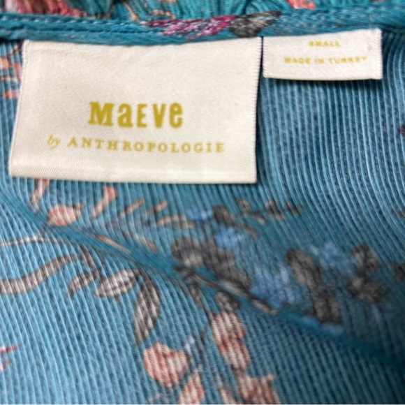 Anthropologie Mauve V-Neck Bishop Sleeve Sundress with spaghetti strap slip SZ S - Picture 4 of 5